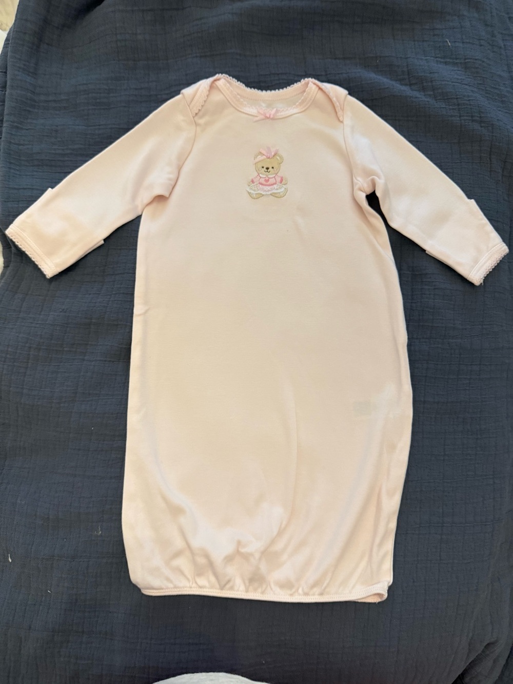 Little Me Pale Pink Teddy Sleep Gown - Long Sleeve Infant Pajamas
